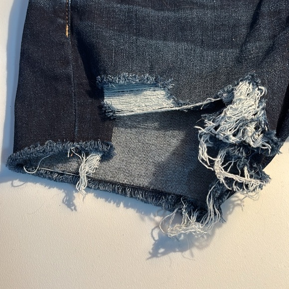 American Eagle Midi Distressed Denim Shorts - Picture 3 of 11